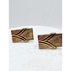 Vintage Swank Gold Tone Cufflinks Chevron Arrow Geometric Rectangle Design